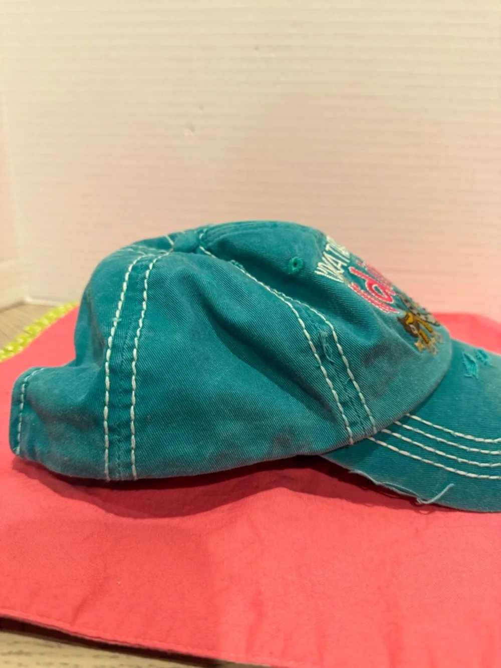Cowgirl Cap Kbethos  Embroidered “I’d Rather Be Riding” Distressed Teal